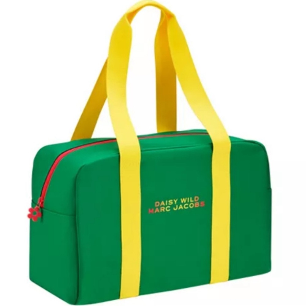 Marc Jacobs Green Duffel Bag with Yellow Straps and Red Accents NEW IN BAG!